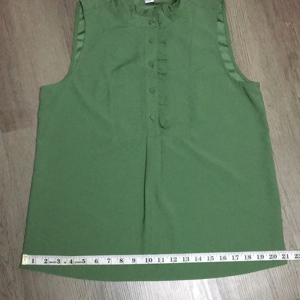 J. Crew Womens Green Sleeveless Ruffled Top (Size 6) - Picture 10 of 13